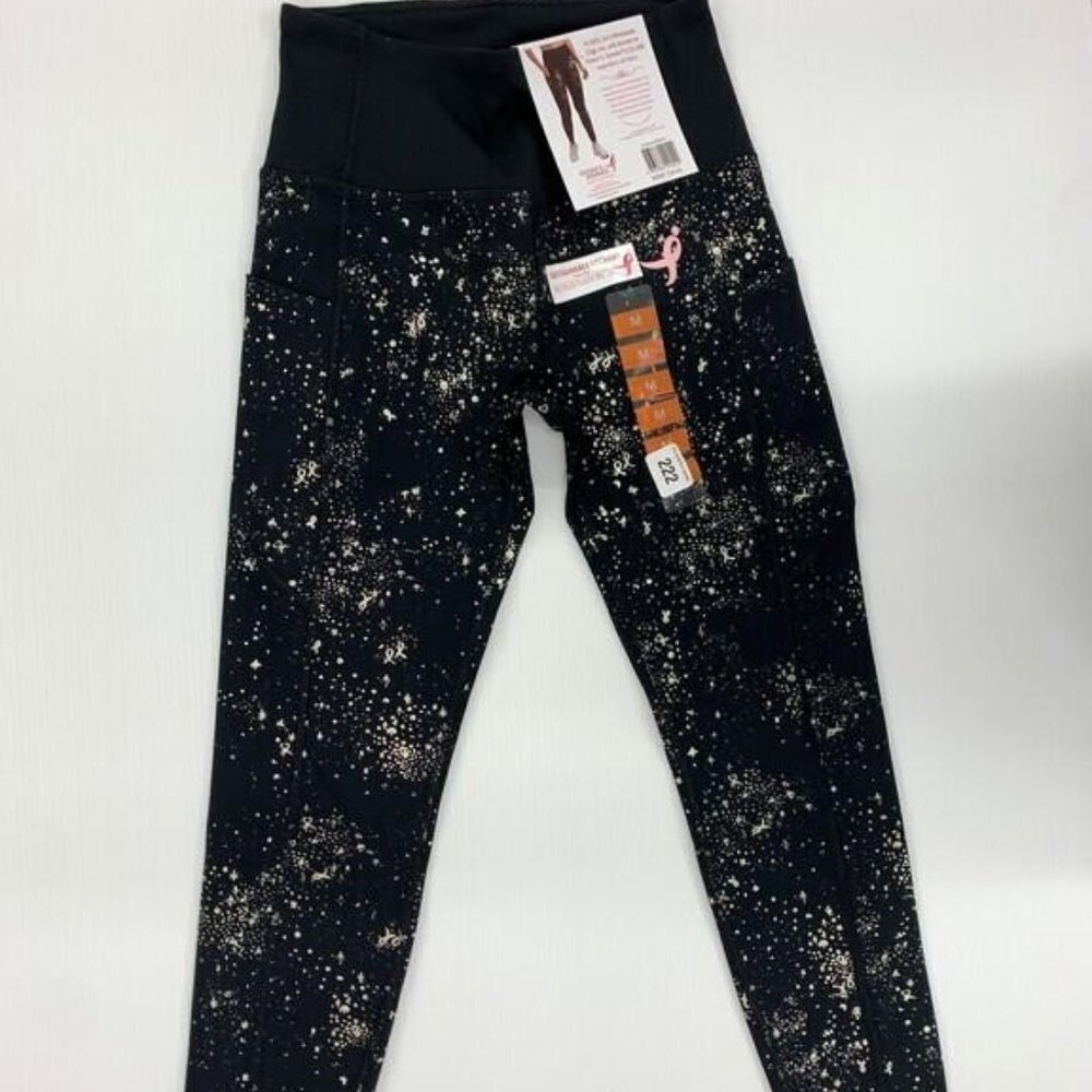 Susan G. Komen Earth Yoga Breast Cancer pocket Leggings Black Solar system